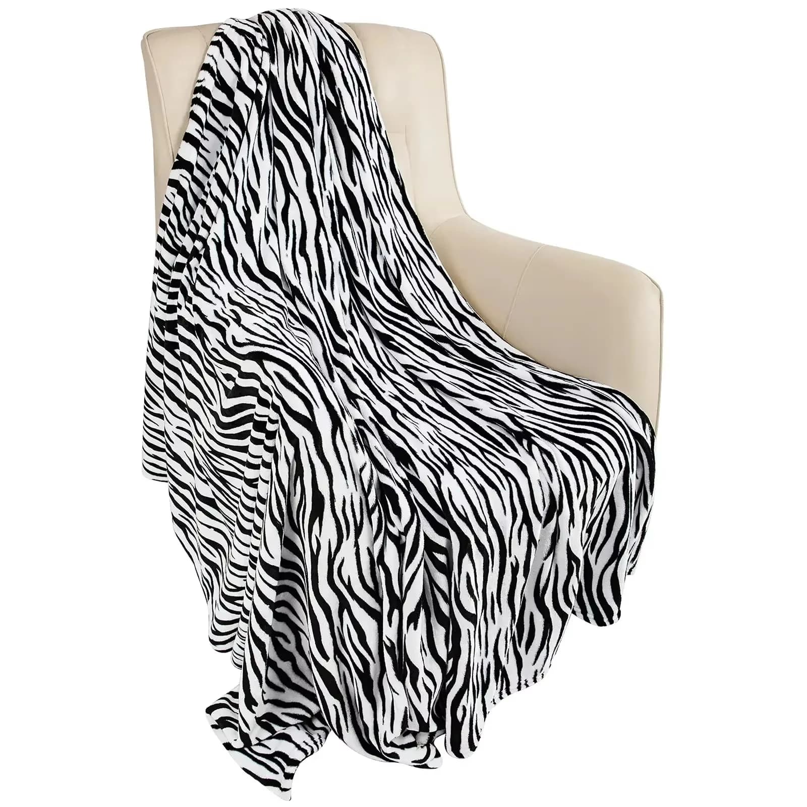 Zwart Wit Zebra Flanel Fleece Gooi Deken - Fuzzy Zacht Lichtgewicht, Warm Gezellig voor Bank & Bed