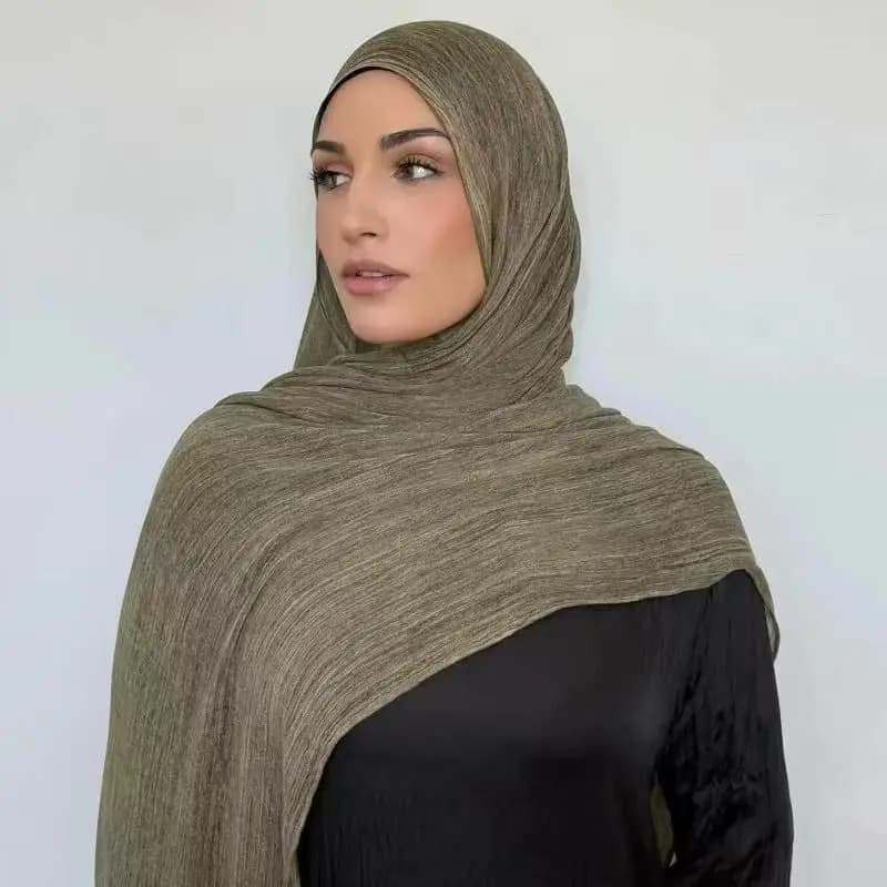 Premium Rayon Viscose Sjaal Crêpe Stof Hijab Crinkle Effen Kleur Sjaals Ademende Sjaals voor Vrouwen Getextureerde Rayon Hijab