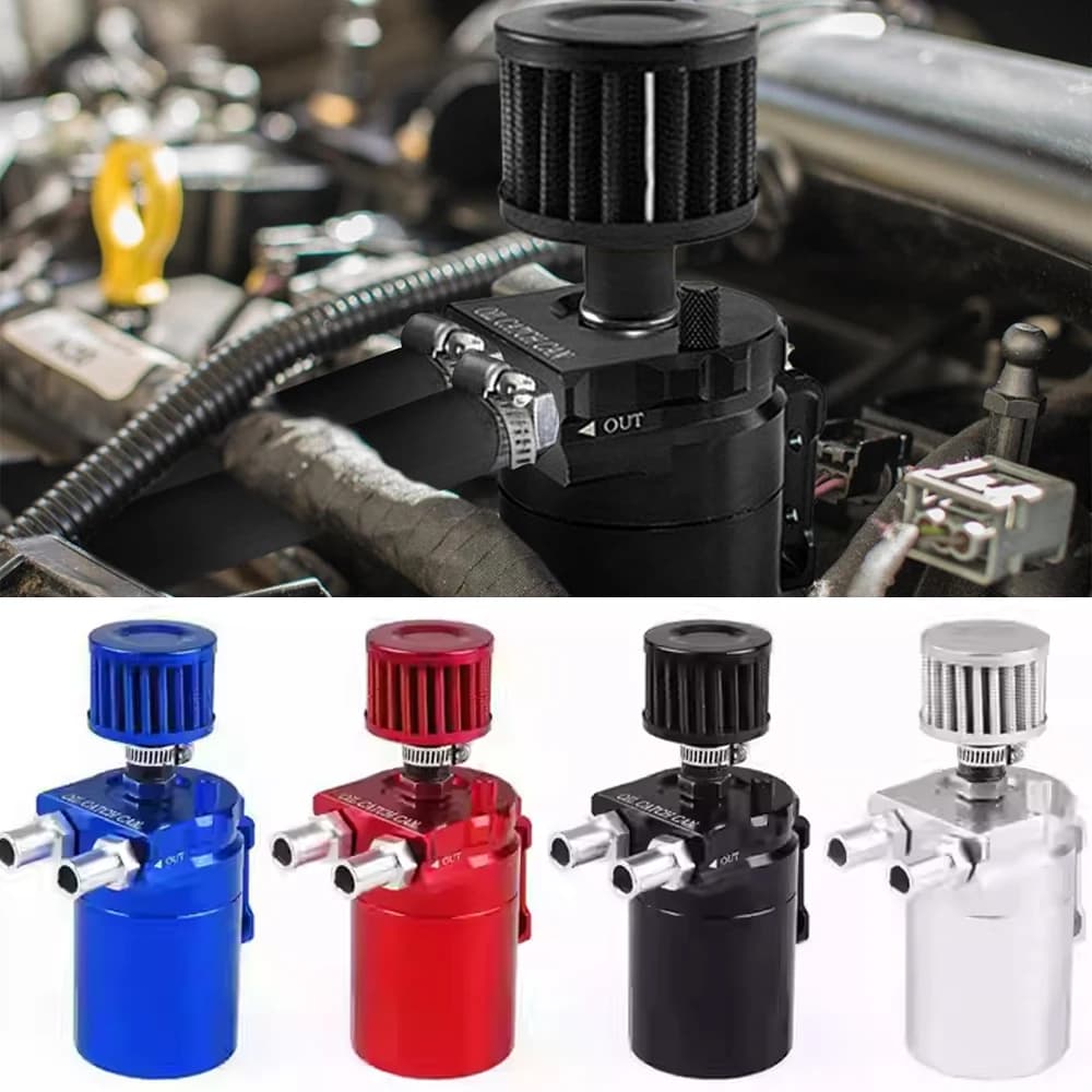 Aluminium olieafvanger kit 300ML capaciteit motorolie reservoir tank met luchtfilter universeel voor auto