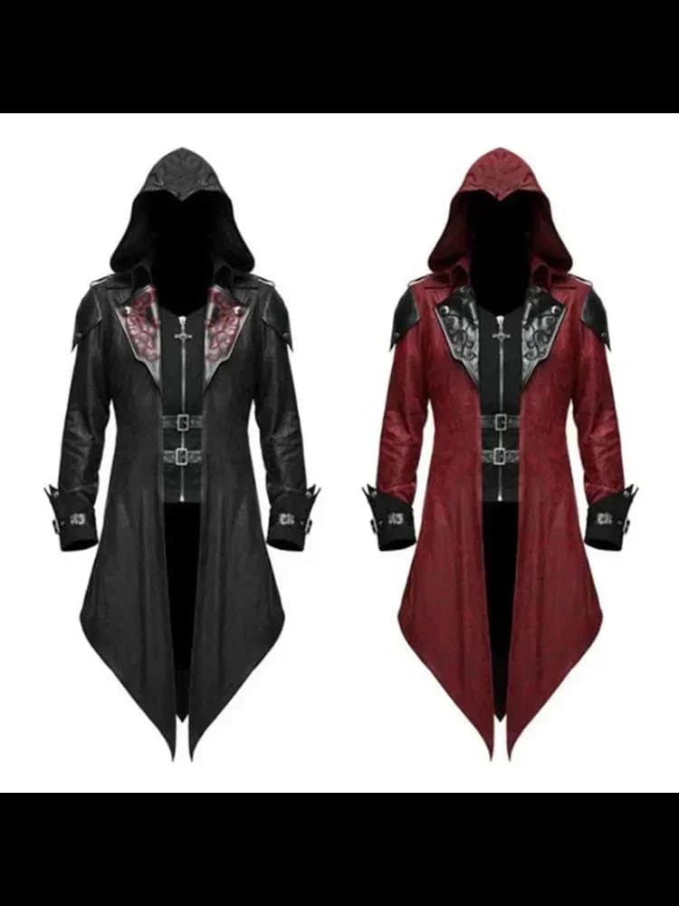 Assassin cosplay middeleeuwse man kostuum streetwear jassen met capuchon uitloper kostuum Edward Creed Halloween aankleden outfit feest