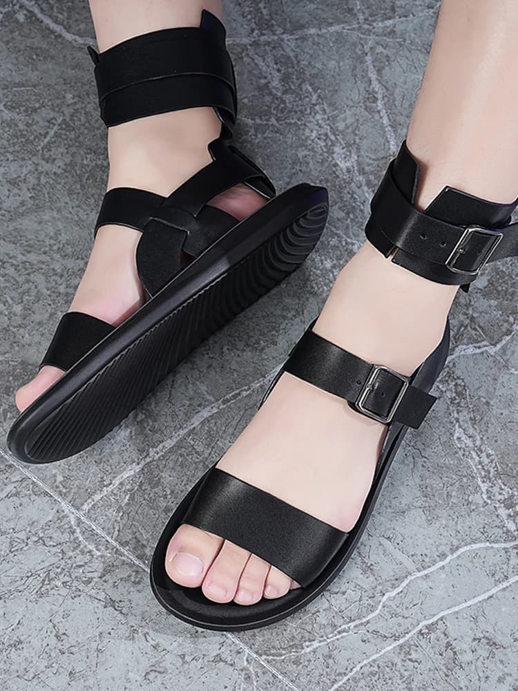 Heren zomerse Romeinse sandalen, outdoor, slijtvast, antislip, modieus, Britse stijl, strandschoenen - 2530