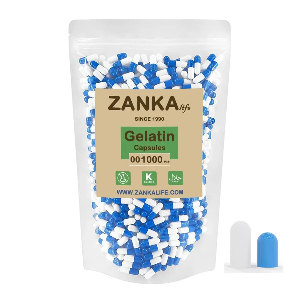Groothandel blauw-witte lege gelatinecapsules maat 00 0 1 2 3 4 samengevoegde gescheiden gelatinecapsules