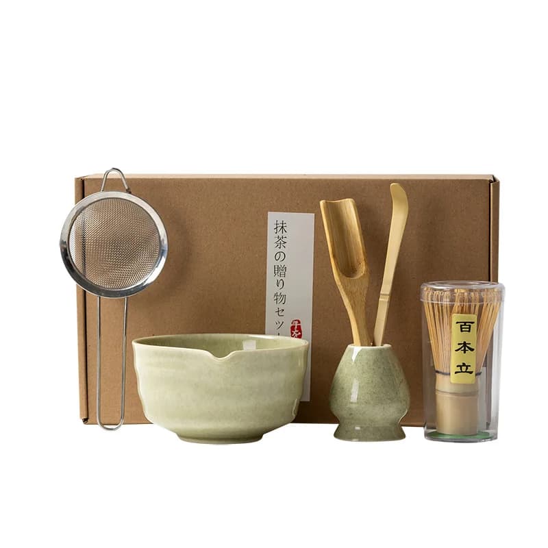 4/5/6PCS Matcha Set Bamboe Garde Theelepel Keramische Kom Traditionele Thee Sets Thuis thee Maken Gereedschap Accessoires Verjaardagscadeautjes