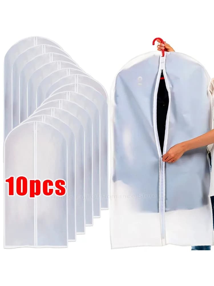 PEVA Kledingstofhoezen Verdikte Wasbare Waterdichte Stofzak Jas Pak Rok Stofdicht Hangende Kleding Garderobe Rekhoes