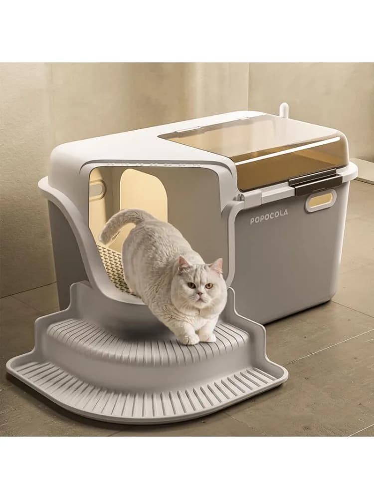 Grote Kattenbakken Gangstijl Ontwerp Ingesloten Kattenbak Geur Spatwaterdicht Kitten Toilet Handig Deksel Huisdier Schoon