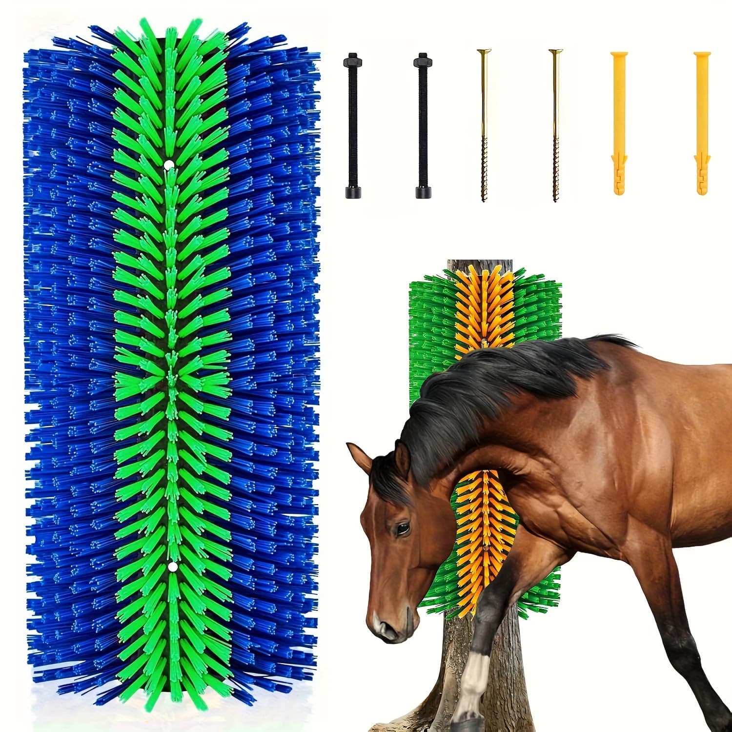 Koeienlichaamsborstel, paardenlichaamsborstel, vee-reinigingsborstel, halfzijdig krabgereedschap, koeborstel