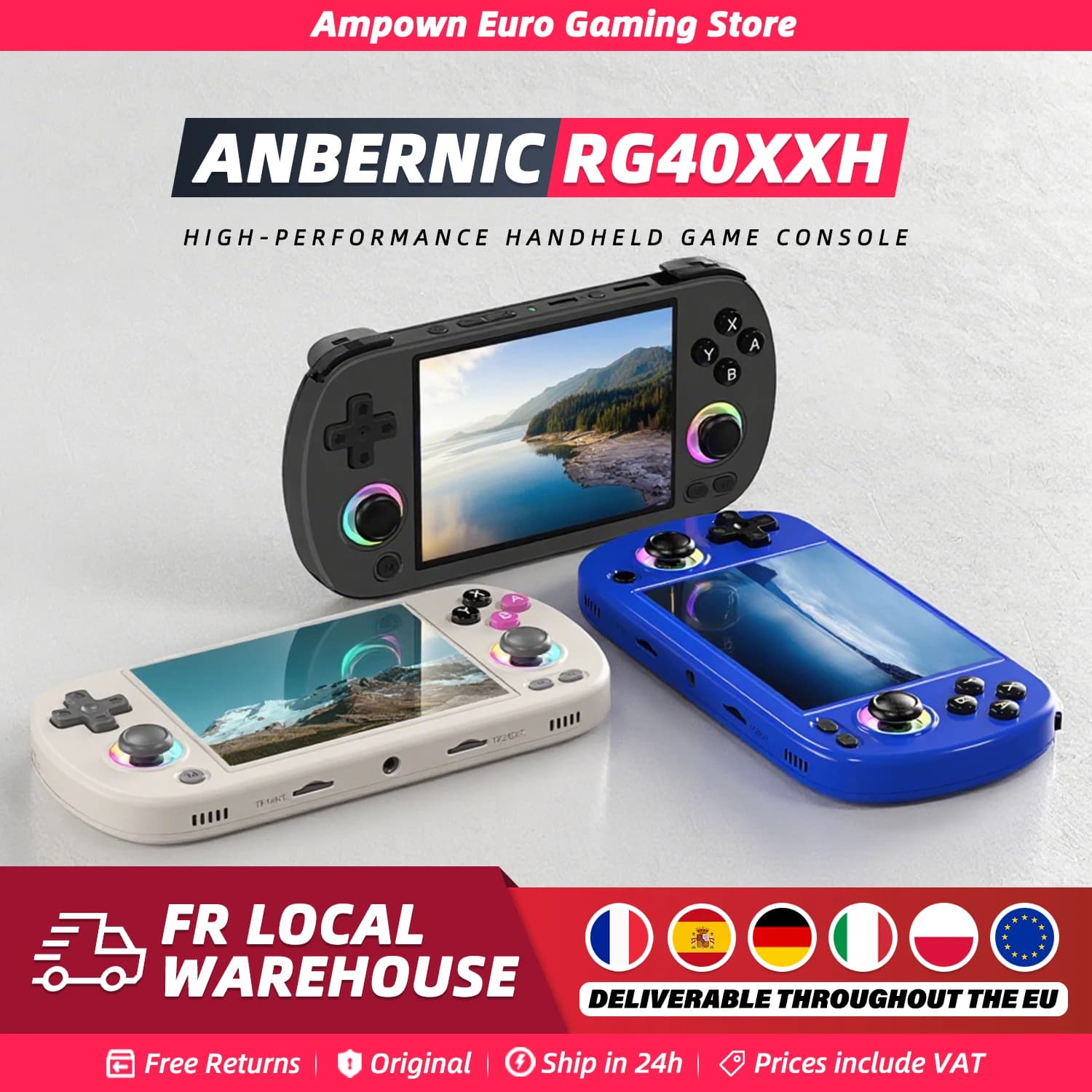 ANBERNIC RG40XX H Handheld Game Console 4 ''Scherm Linux Systeem Joystick RGB Verlichtingseffect RG40XXH Video Player Trimui Console