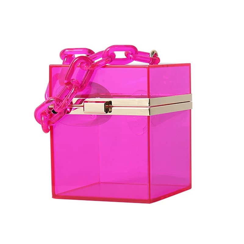 Doos Zakken Voor Vrouwen Paarse Handtas Clear Side Tassen Dames Transparant Acryl Top Kwaliteit Luxe Designer Brand Crossbody Tas