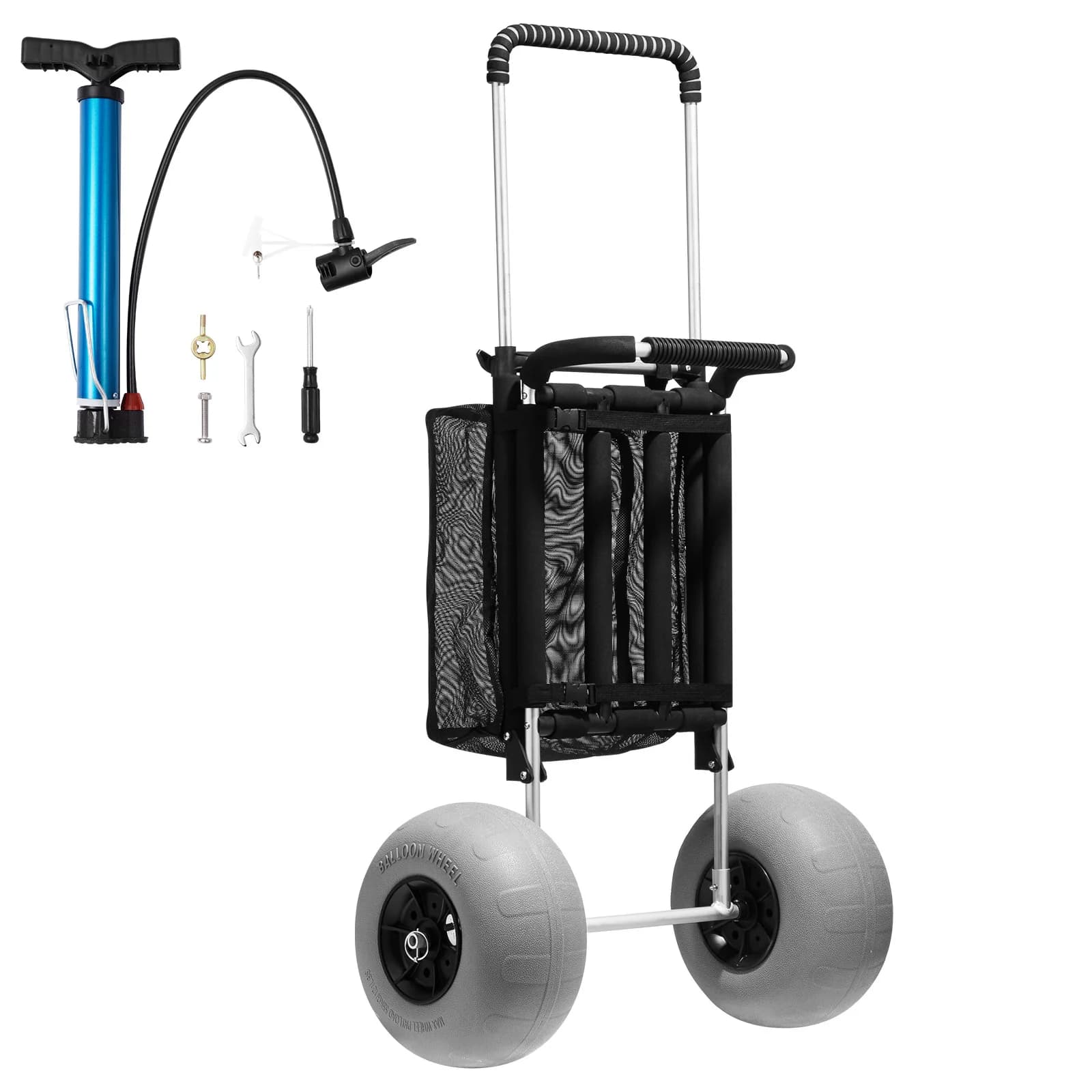 SucceBuy stranddolly met grote wielen voor zand 29,9"x15,4" vrachtdek met 12" ballonwielen 165 lbs opvouwbare zandkar voor strand