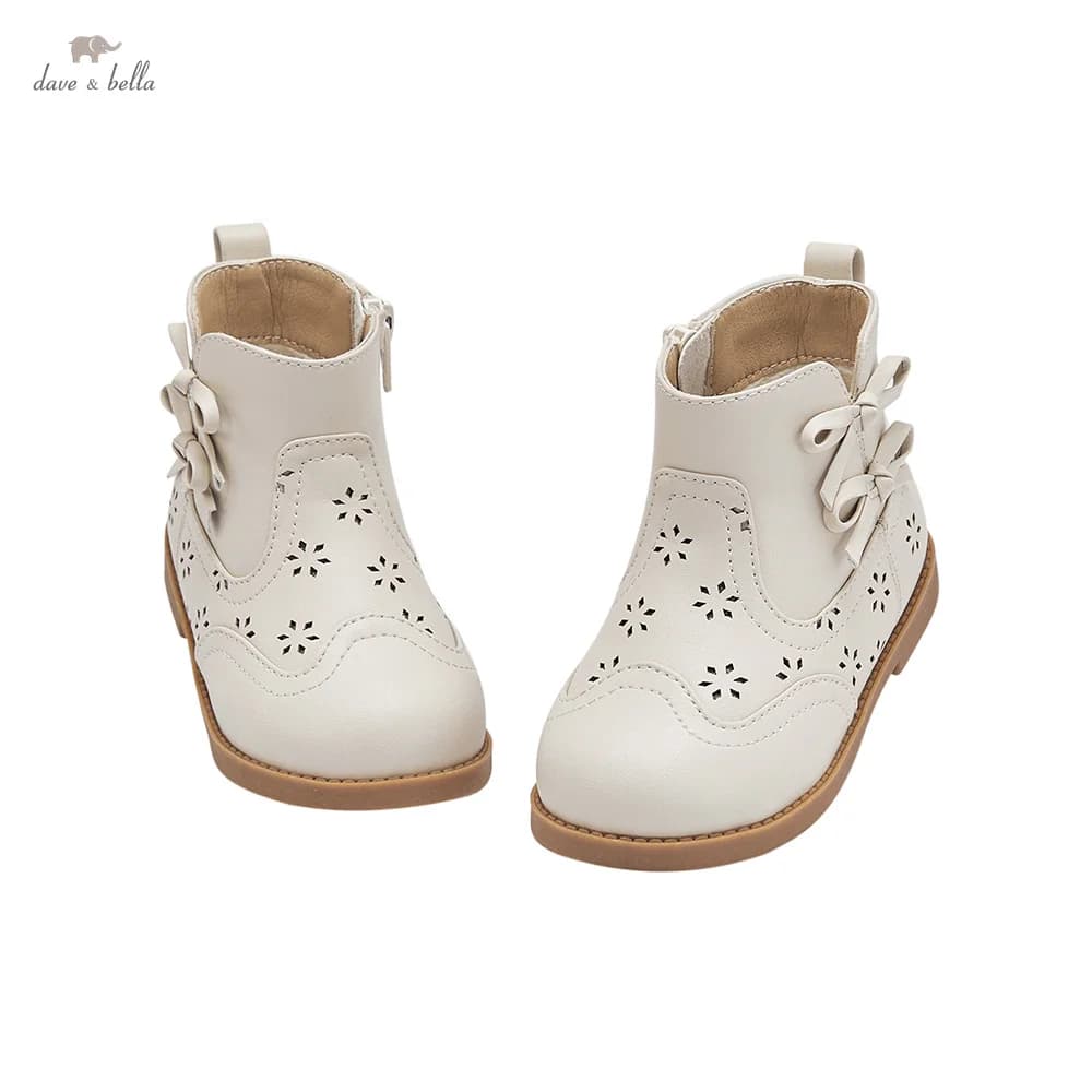Dave Bella Kinderen Korte Leren Laarzen Winter Meisjes Antislip Pluche Schoenen Mode Casual Bovenkleding Kinderen Enkellaarsjes DB4253578