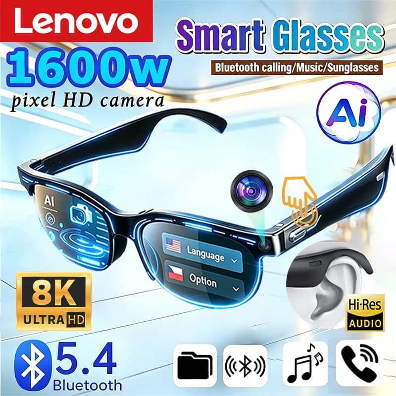Lenovo XG88 PRO AI Intelligente vertaalbril Draadloze Bluetooth-bril met microfoon Oortelefoonbril Sportzonnebril