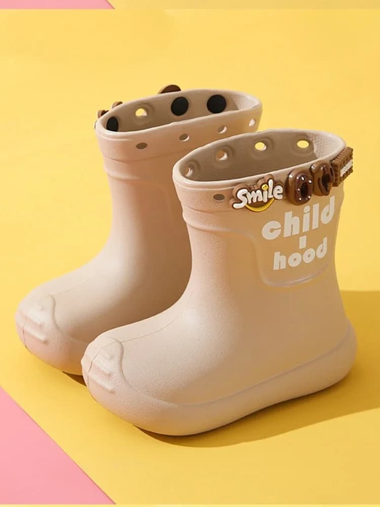 Cartoon kinderregenlaarzen 2025, nieuwe leuke decoratie jongens meisjes regenlaarzen EVA kinderen waterschoenen mode DIY waterdichte schoenen
