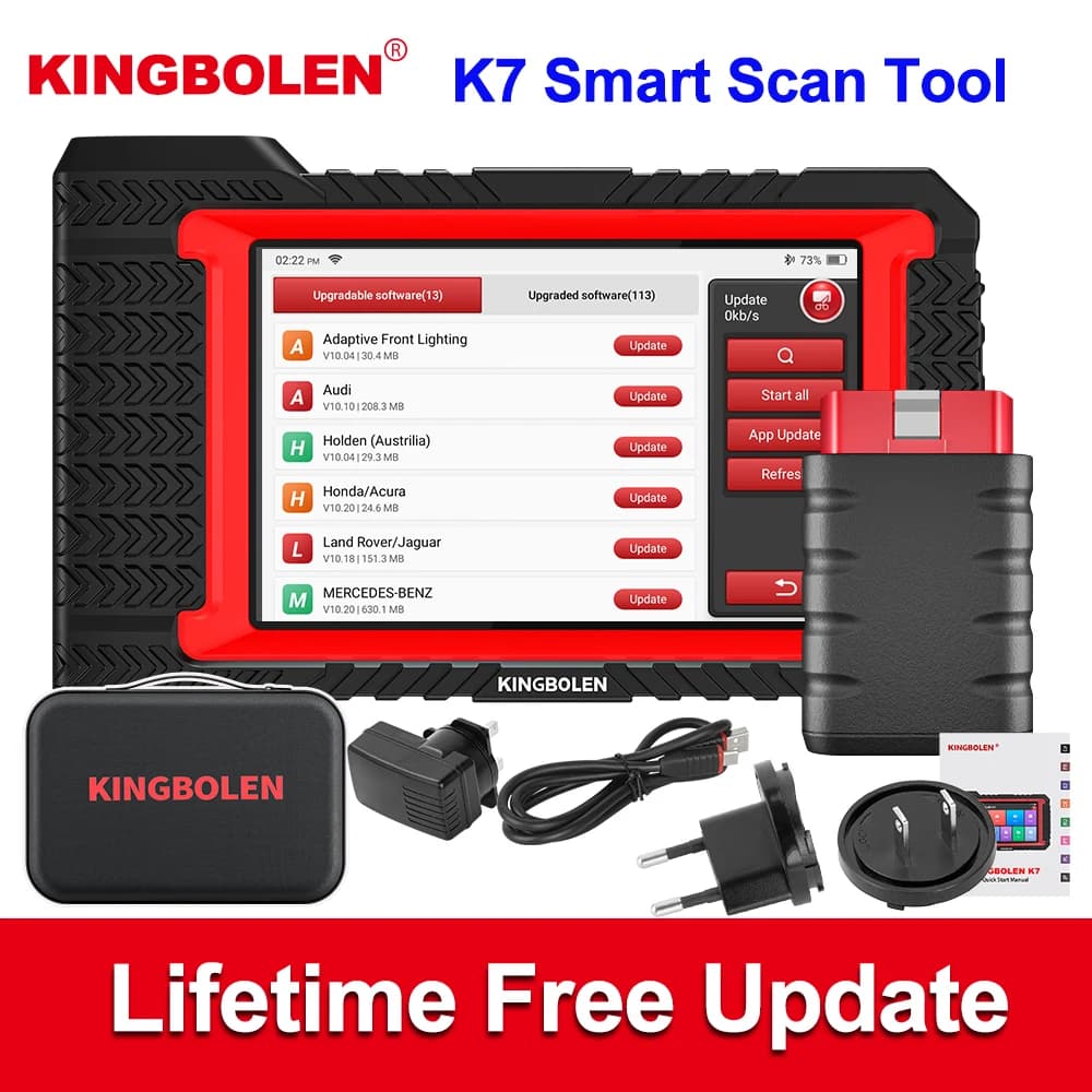 KINGBOLEN K7 Smart Scan Tool, levenslange gratis updates, ondersteuning voor CANFD-protocollen, FCA Autoauth, bidirectionele scan tool, diagnose