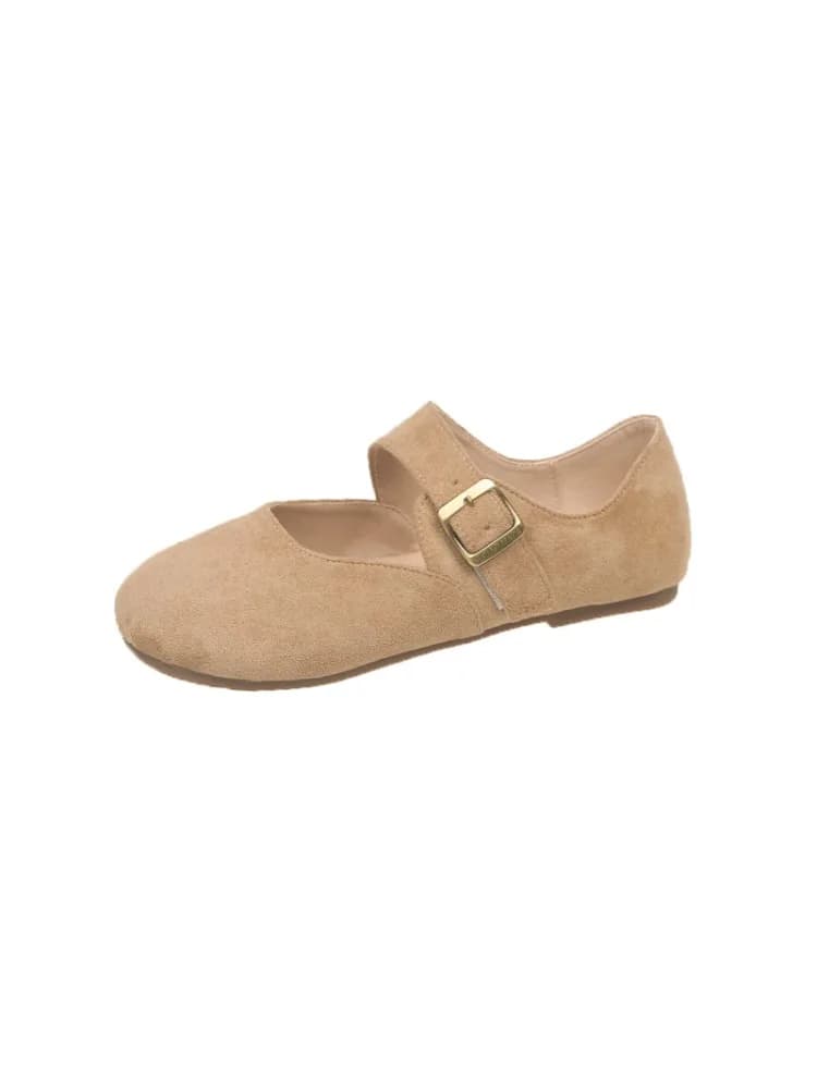 Herfst 2025, blote voeten koe suède ballerina Zero Drop platte zachte bodem, brede neus platte schoenen