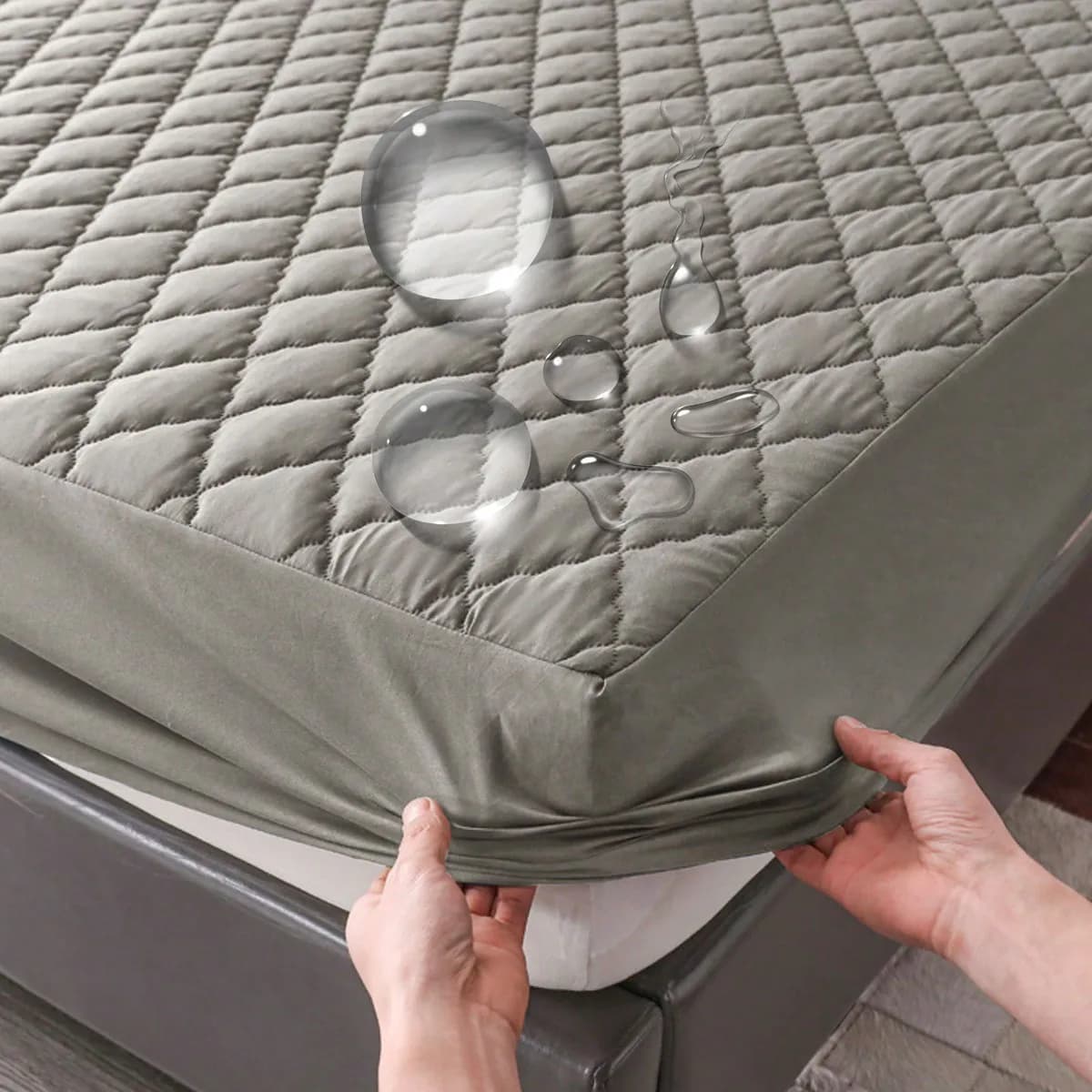 Waterdichte Gooi Matrashoes Bed Hoeslaken Matrasbeschermer Enkel/Dubbel/140/160 Muti Maat Grijs/Wit