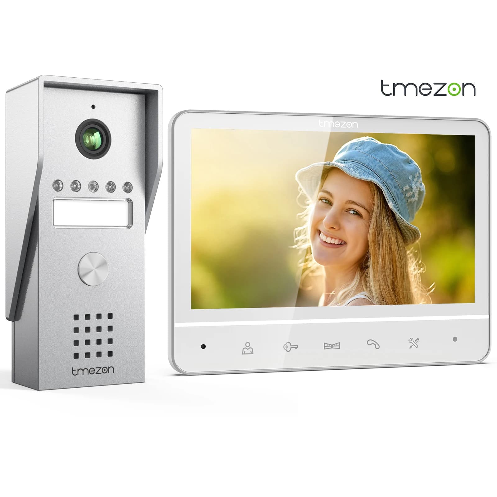 TMEZON videodeurtelefoon 4-draads, intercom met deurbel, deurtelefoon met camera, 7 inch kleurendisplay, 120 °   Groothoekcamera
