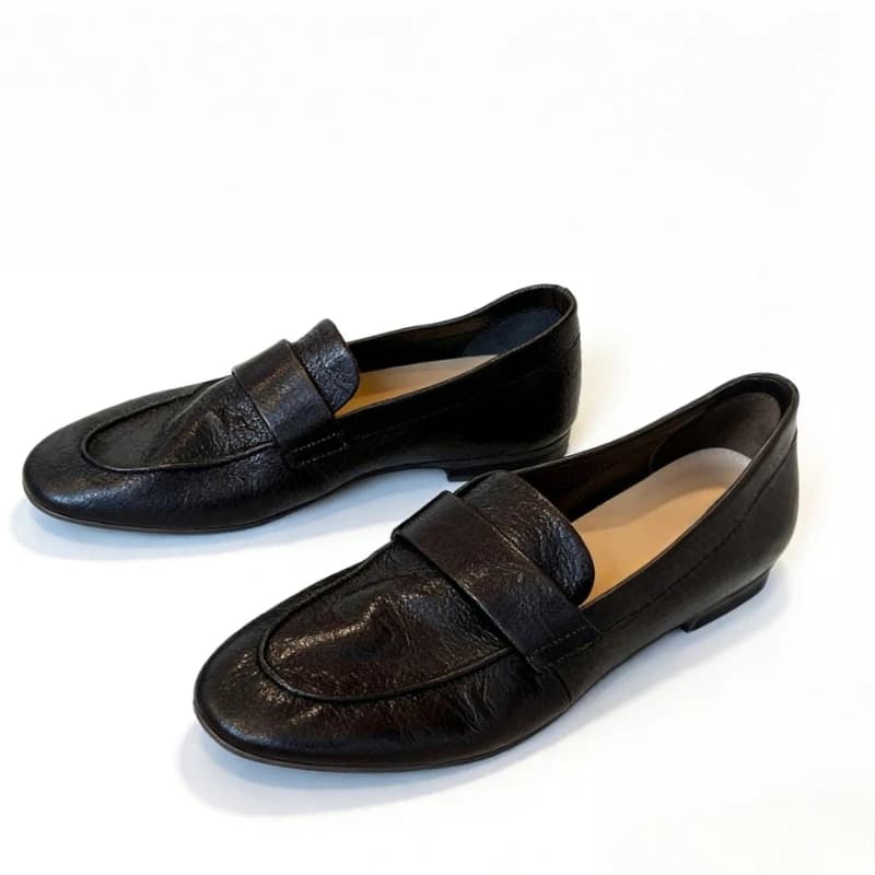 2026 Nieuwe lente dames zwarte zachte lederen platte loafers Comfortabele instappers voor kantoor, casual wandelschoenen