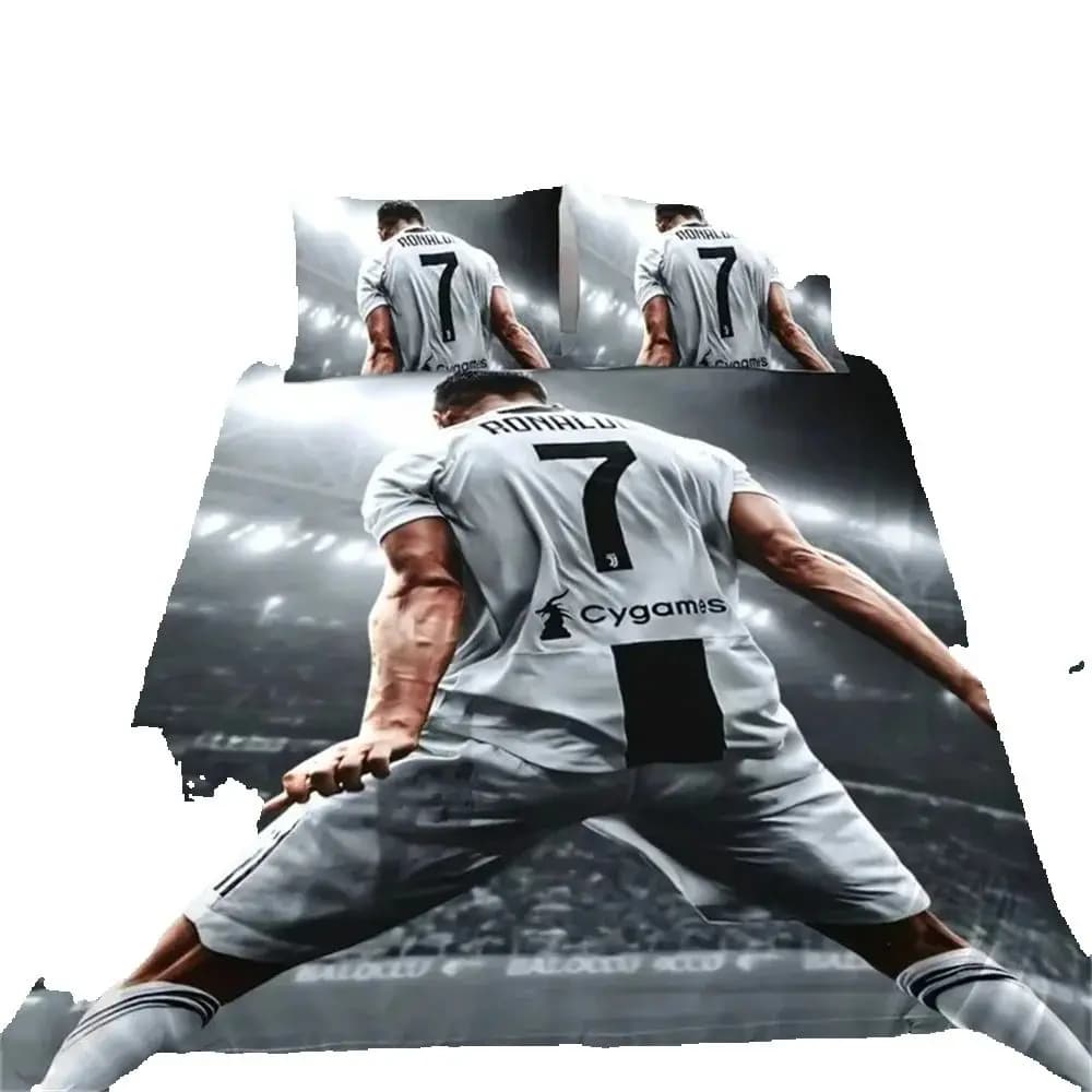 3D Dekbedovertrek Voetbal CR7 Beddengoed Set Zacht Trooster Cover Met 1/2 Stuks Kussenhoezen Voor Kinderen volwassenen Microfiber Dekbedovertrek