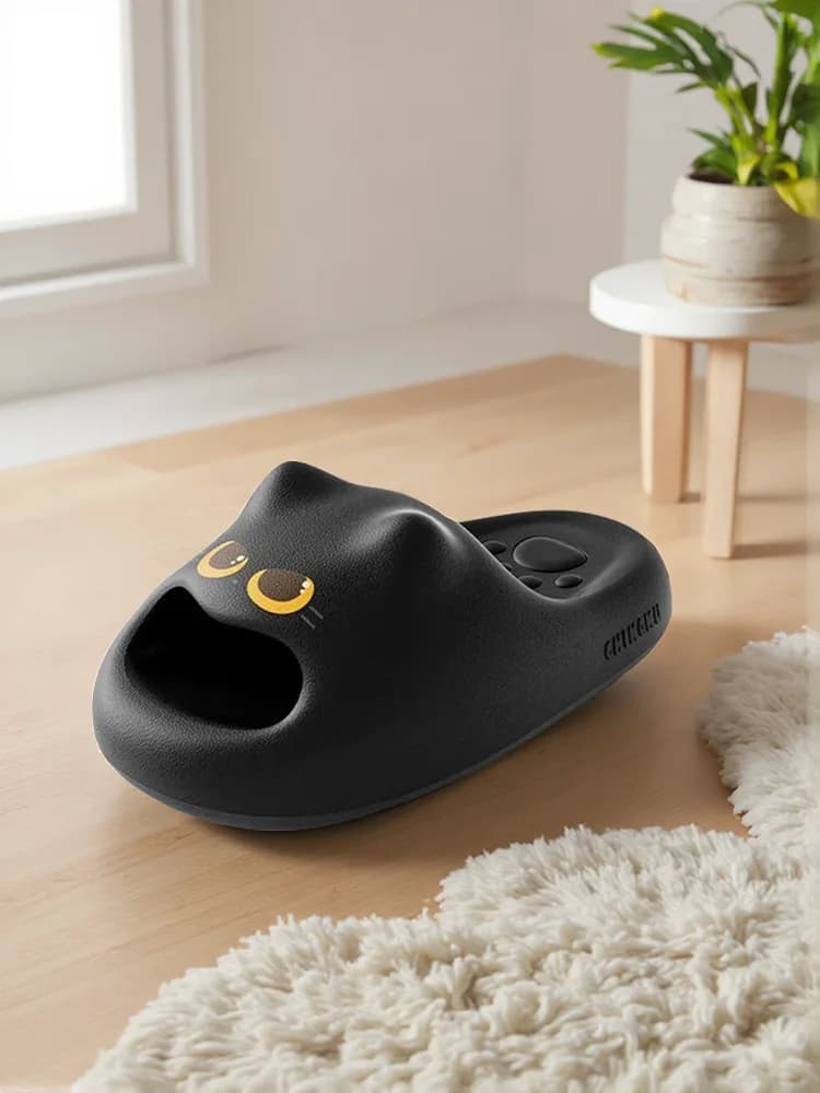 Nieuwe Open Teen Zwarte Kattenklauw Slippers Dames Heren Zomer Anti-Slip Lichtgewicht Binnen Buiten Strand Zwembad Slippers Kitty Slippers