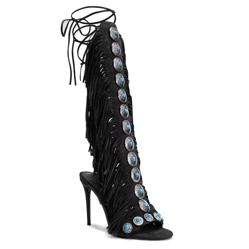 Sandalias Mujer 2025 Zomer Vrouwen Sandalen Peep Toe Sexy Lace Up Knie Hoge Schoenen Zapatos De Mujer Hoge Hakken