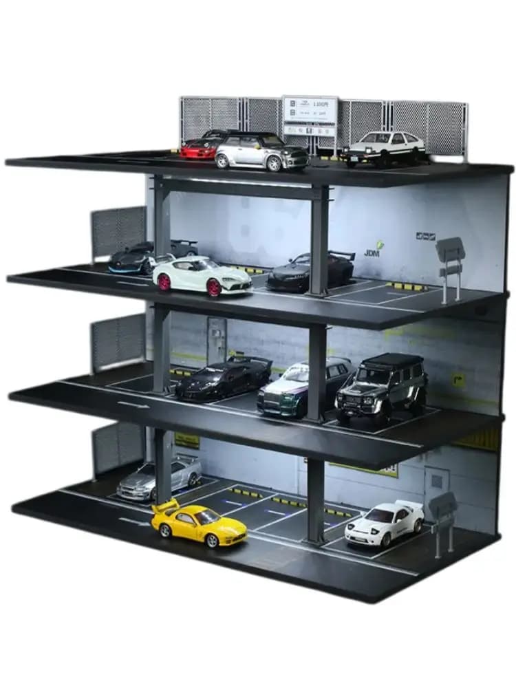 TimeMicro+MoreArt 1:64 Auto Diorama's Parkeerplaats LED Verlichting Voertuig Presentatie Collectie Display Connector Auto Winkelmodellen