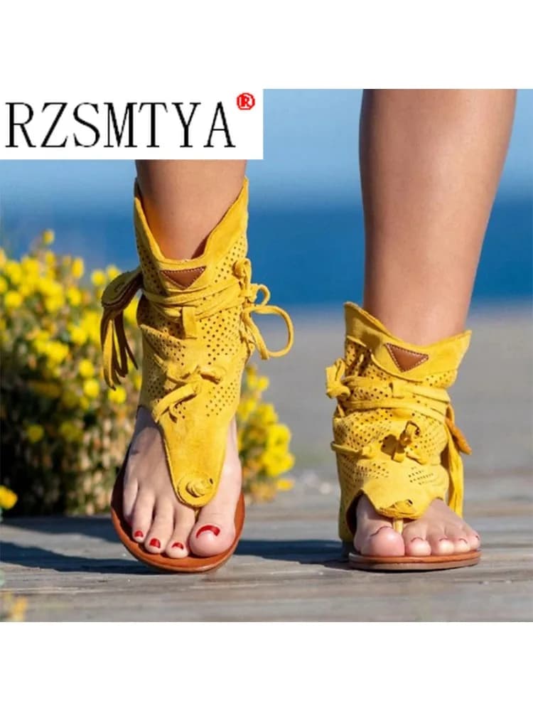 Vrouwen Retro Sandalen Gladiator Dames Clip Teen Vintage Laarzen Toevallige Kwastje Rome Mode Zomer Vrouw Schoenen Vrouwelijke 2020 Nieuwe