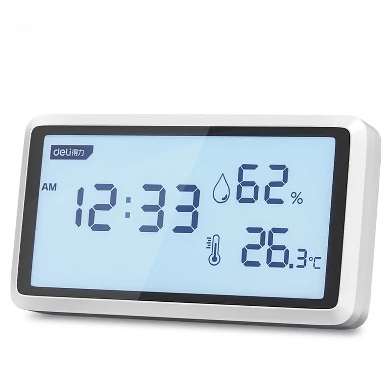 Digitale slimme thermometer hygrometer Groot LCD-scherm Binnenweerstation met wekker, hoge precisie voor thuis/babykamer