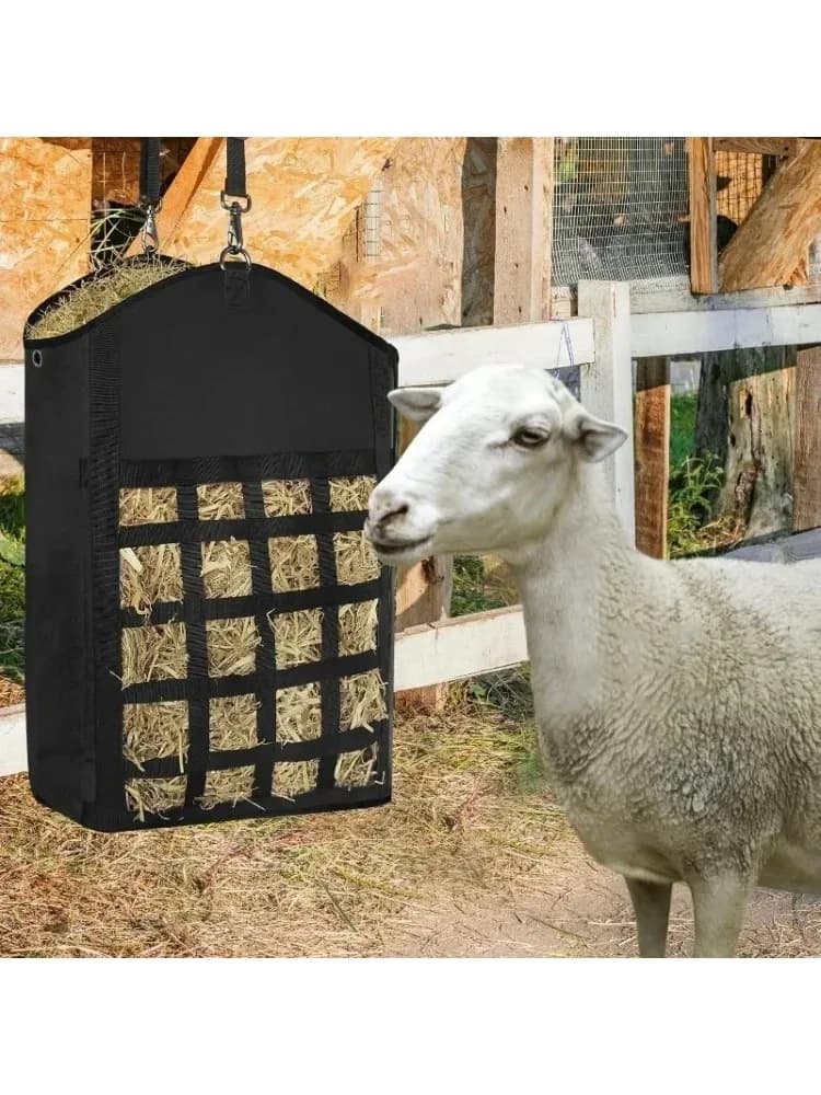 Dubbelzijdig langzaam voedend hooi-net voor paarden, hooizak met grote capaciteit, draagbaar voederhulpmiddel voor de stal, robuuste