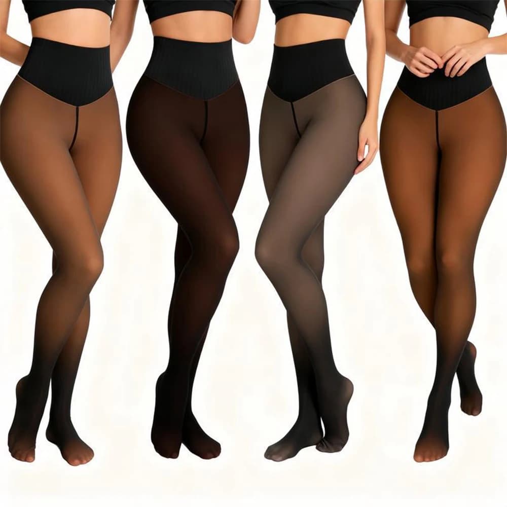 Fleece gevoerde panty's met één naad Grote maten thermische pure legging Hoge taille Compressie tailleband Winterwarme doorschijnende panty