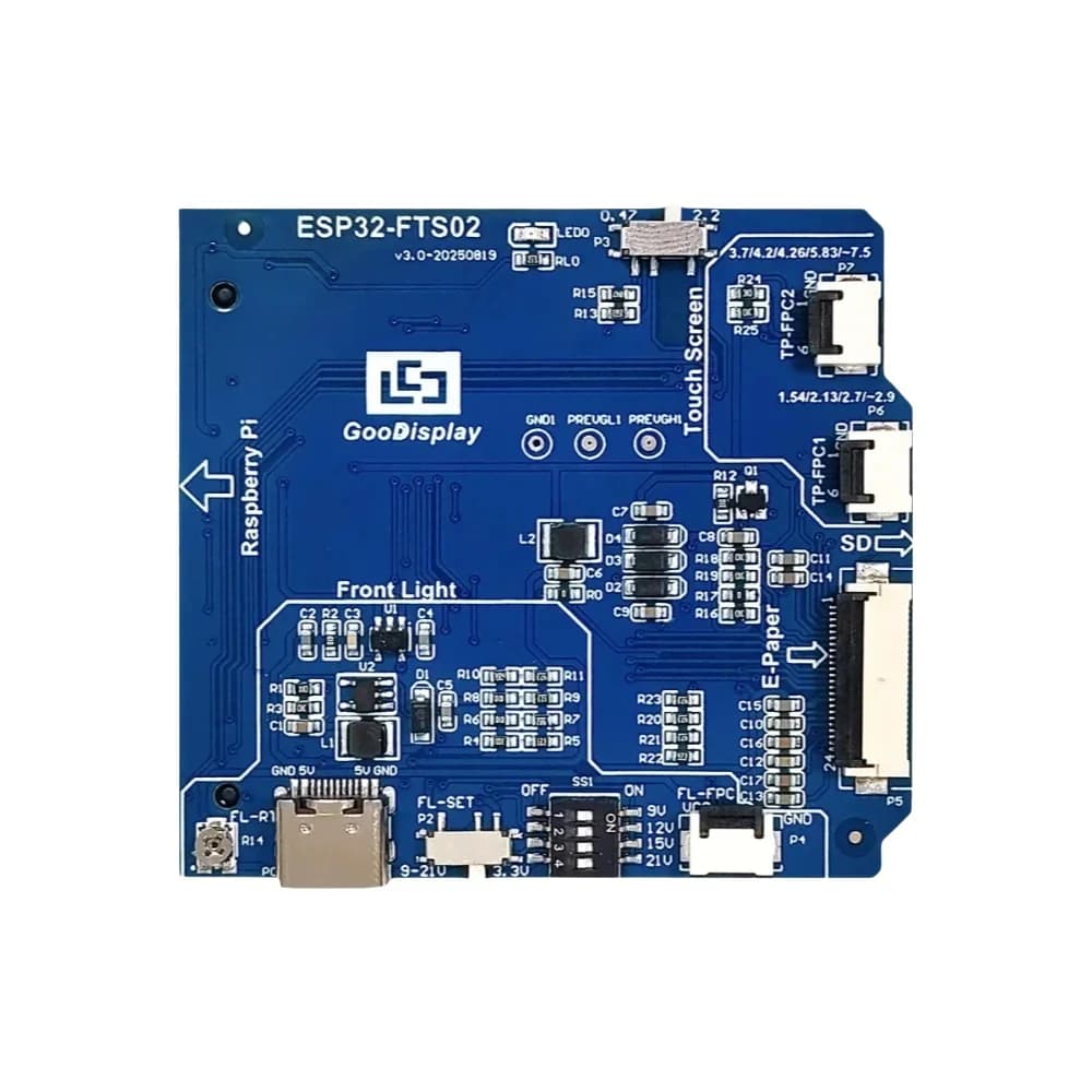 SPI E-Paper Adapter Board met Touch Front Light SD-kaart voor Raspberry Pi & ESP32 E-Ink HAT, ESP32-FTS02