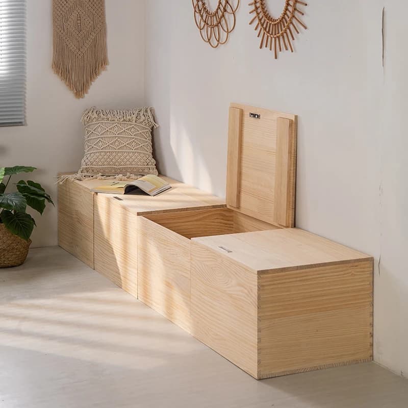 Massief houten opbergruimte, grote opbergruimte, kan aan het einde van het bed, bank, tatami houten kist, bed, erkerkast op maat zitten