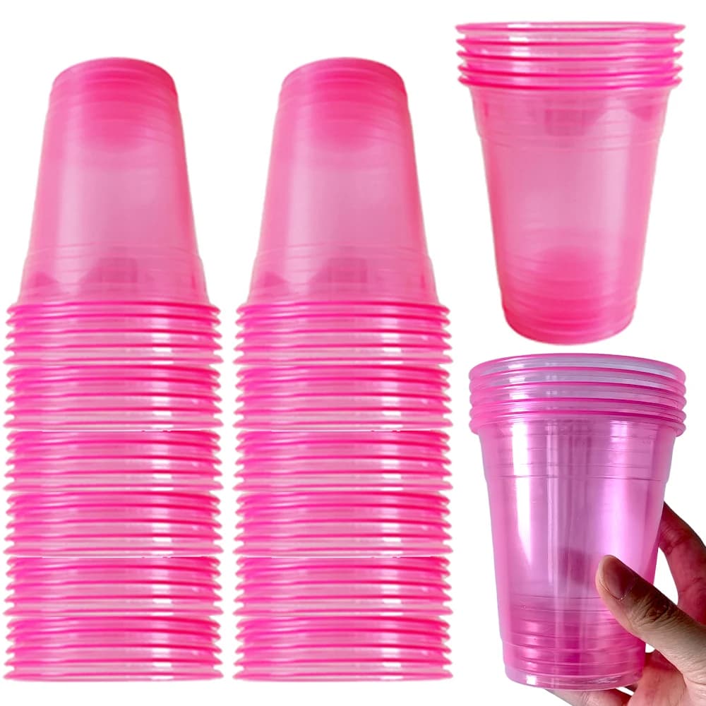 10-100 Stuks Roze Plastic Bekers Wegwerp Stemless Clear Cup Voor Cocktail Plastic Beker Roze Party Cups Bruiloft verjaardag Benodigdheden