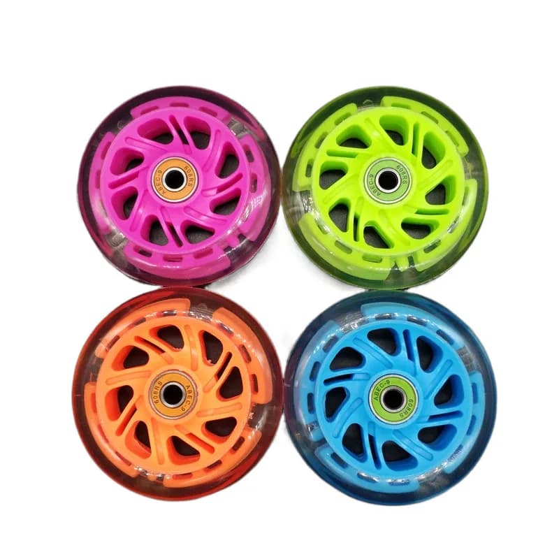 2 stuks 100 mm (4") verlichte PU-wielen - stil, duurzaam, voor inline skates en scooters (OEM, met lagers)