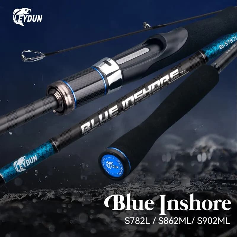 BLUE INSHORE Hengels Inshore Breakwater Bass Rod S782L S862ML S902ML Zoutwater Licht Snelle 2-delige spinhengels