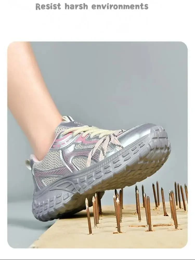 Dames tenniswerkveiligheidsschoenen Comfor veiligheidsschoenen dames sneakers met stalen neus Lichtgewicht ademende antislip zomerwerklaarzen