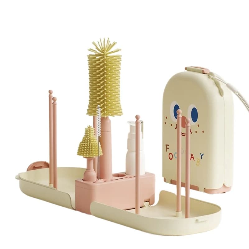 Draagbare siliconen flessenborstel voor baby's, reisopbergdoos, druppeldroog, geen dode hoeken schoonmaken, must-have voor baby's