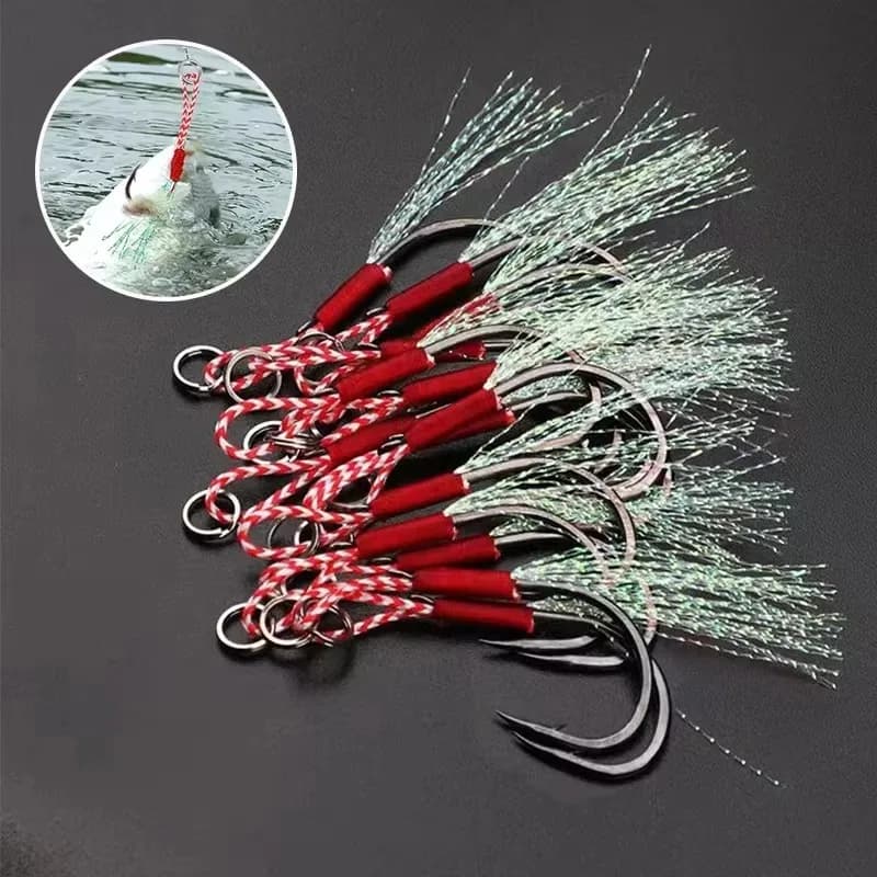 30/60pcs Langzaam Jigging Vissen Cast Jigs Assist Haak Prikkeldraad Enkele Jig Haken Draad Veer Pesca Koolstofstaal vissen Lokken