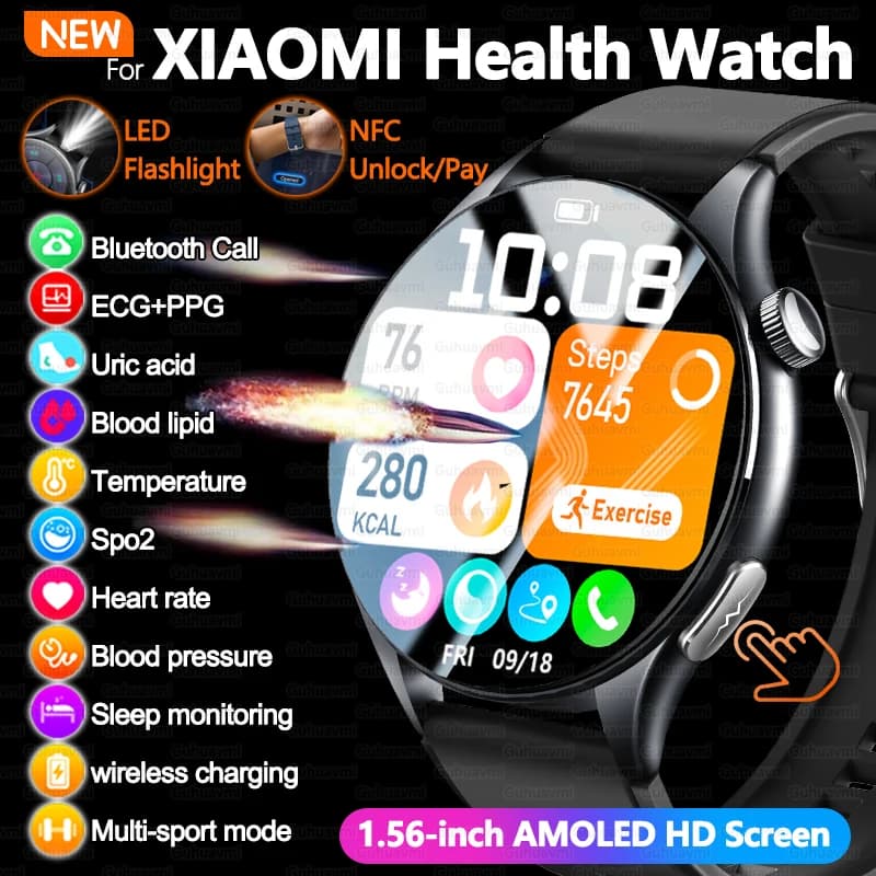 Voor XIAOMI 2025 Nieuwe ECG + PPG Smartwatch Nauwkeurige Urinezuur Bloedlipiden Druk Lichaamsanalyse Smart Horloge Mannen BT Call NFC Horloges