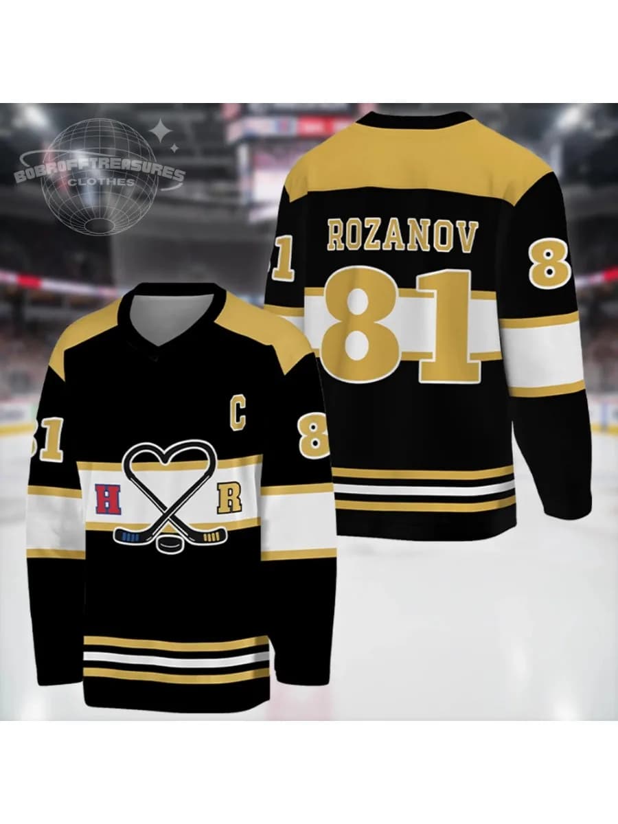 Verwarmde Rivaliteit Merch Hockey Jersey Lange Mouwen Tee mannen Vrouwen Rozanov 81 Jersey V-hals T-shirt Harajuku Tops Truien