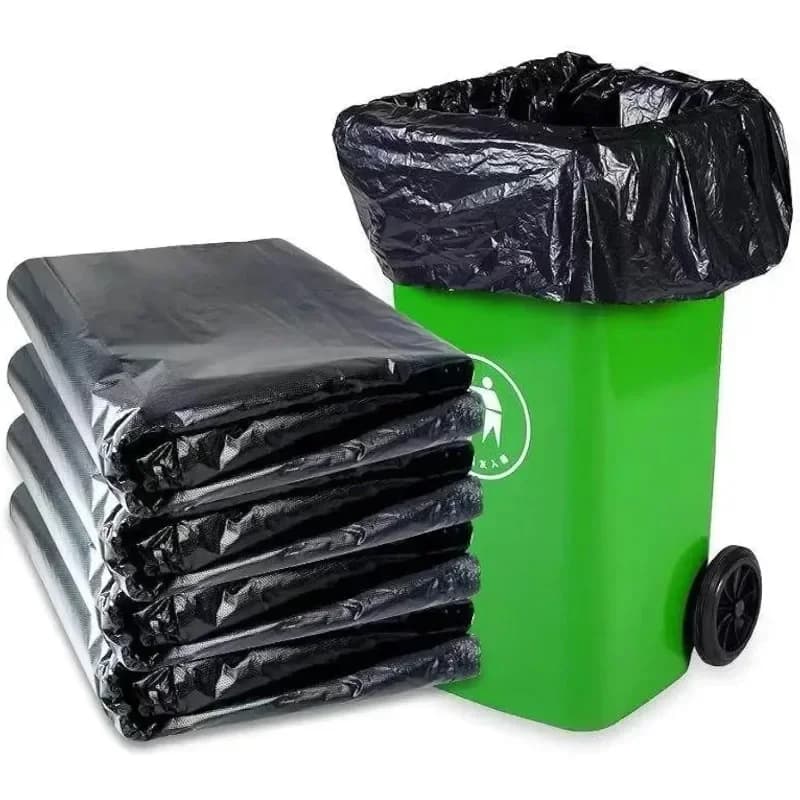 Extra grote zwarte dikke vuilniszakken Reinigingszakken met platte bovenkant Zware commerciële keuken Buitenafval Plastic vuilniszakken