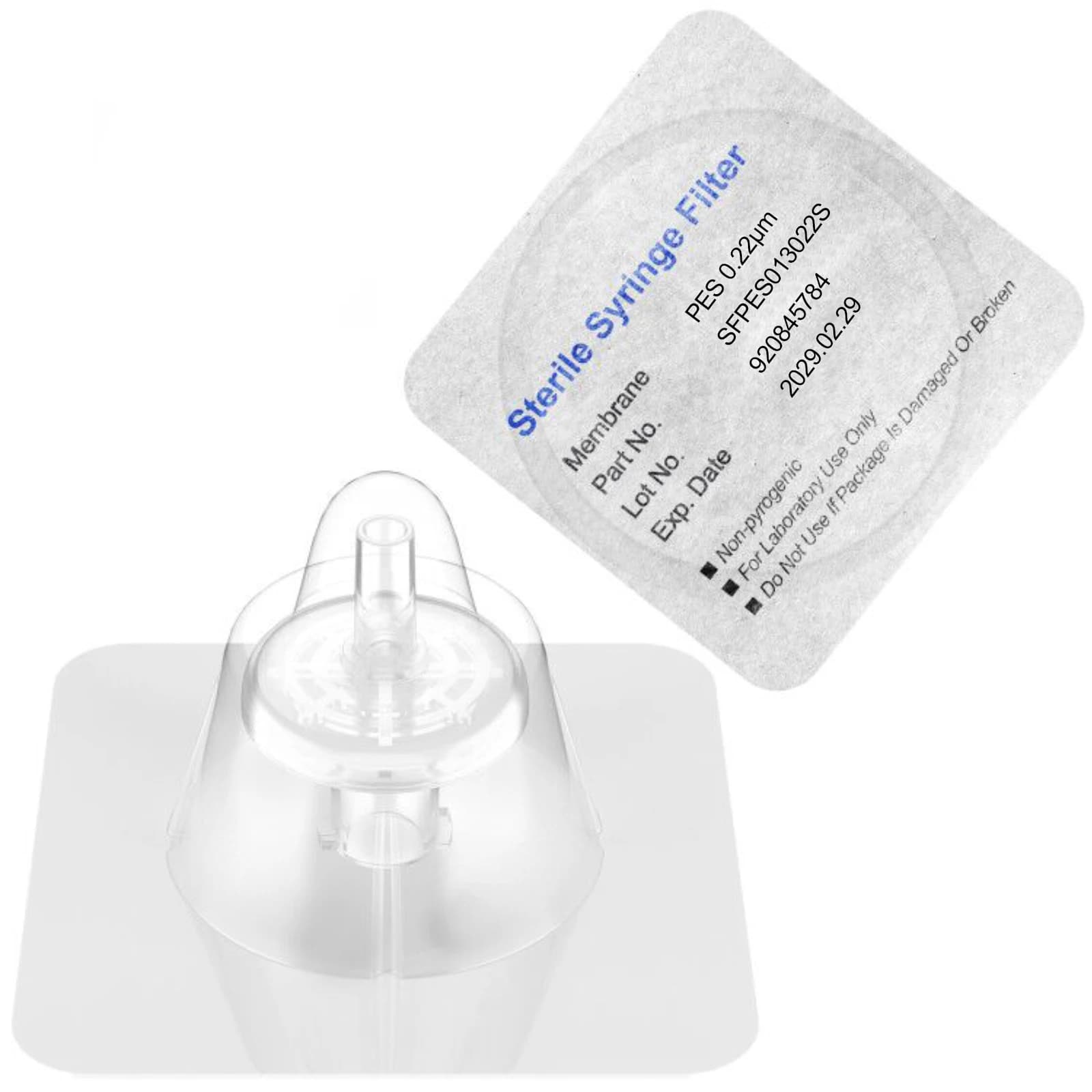 Steriele spuitfilters, PES-membraan 0,22 μm poriegrootte, 13 mm diameter, 10/25/50/100 stuks, individueel verpakt door Ks-Tek