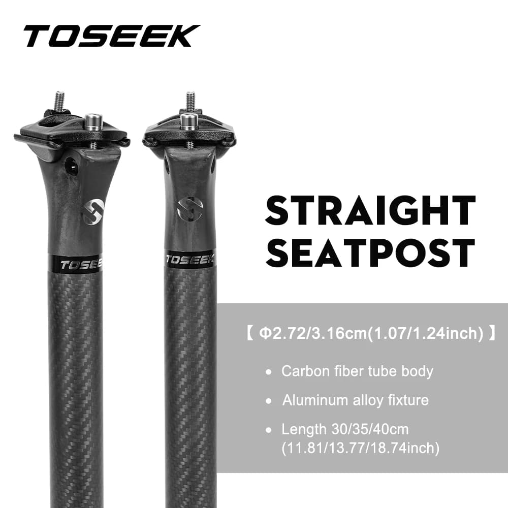 TOSEEK Carbon Zadelpen MTB/Racefiets Zadelpen 27.2/31.6MM Zadelbuis Mountainbike Zadel Offset 0mm Fietsaccessoires