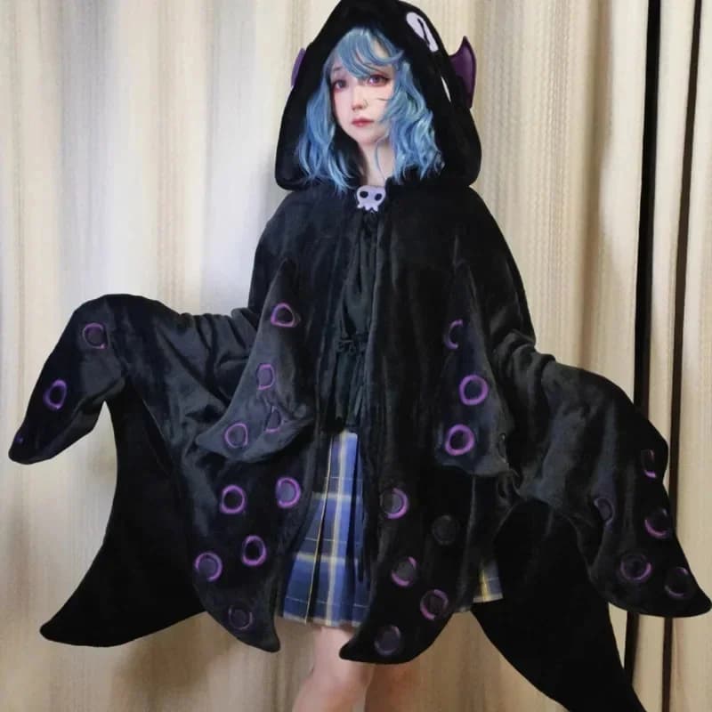 Krul Octopus Cape Pluche Pyjama Kawaii Cartoon Y2k Anime Mantel Cosplay Kostuum Halloween Volwassenen Winter Nachtkleding Deken Cape
