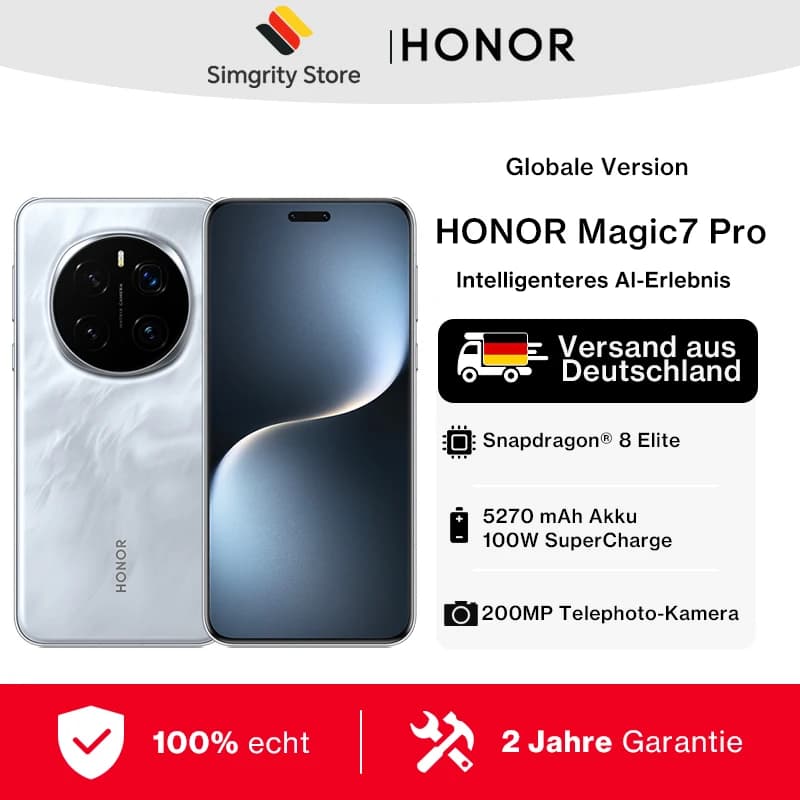 HONOR Magic7 Pro Snapdragon 8 Elite 12GB+512GB smartphone 5g android 15 100W SuperCharge 5270 mAh 6,8 inch scherm