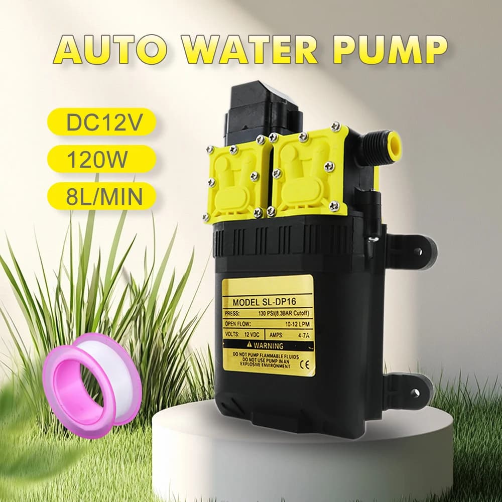 DC12V 130PSI 100 W 10L/Min Hoge Druk Membraanpomp Mini Elektrische zelfaanzuigende Pomp Water Wasmachine Pesticide spuiten