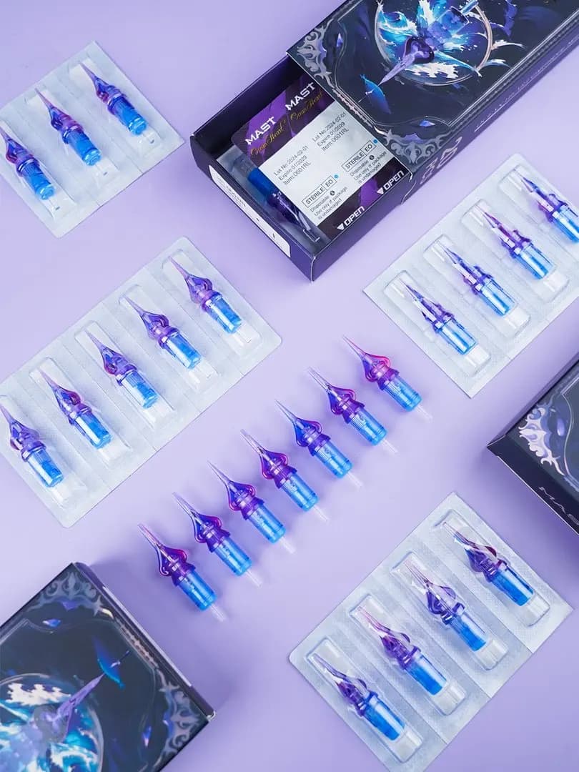 Mast Ocean Heart PMU Tattoo Naaldcartridges 1RL Wegwerp Permanente Make-up Lippen Wenkbrauwen Round Liner SMP Hoofdhuid Micropigmentatie Microblading