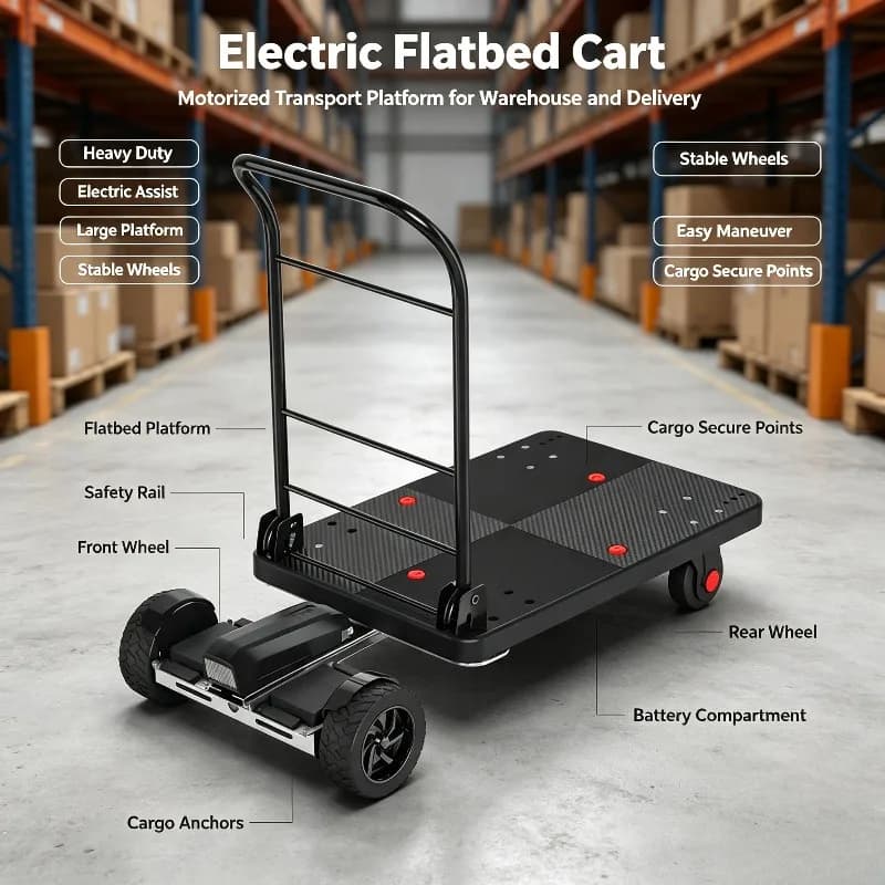 Kleine elektrische transportkar met bewegingsdetectie, boodschappenkar, expressvracht-vrachtwagen, magazijnkar, kleine verhuiswagen