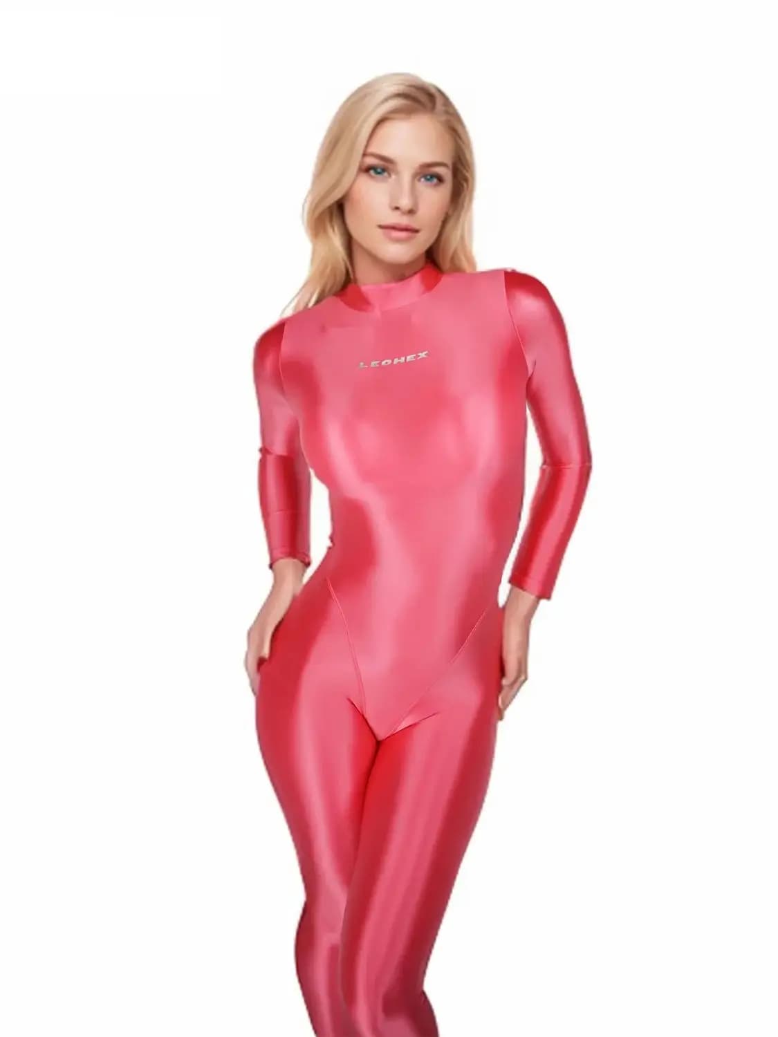 LEOHEX Vrouwen Satijn Glanzend Volledige Lengte Cosplay Een Stuk Zentai Body Fitness Lange Mouw Catsuits Stretch Overalls Jumpsuits