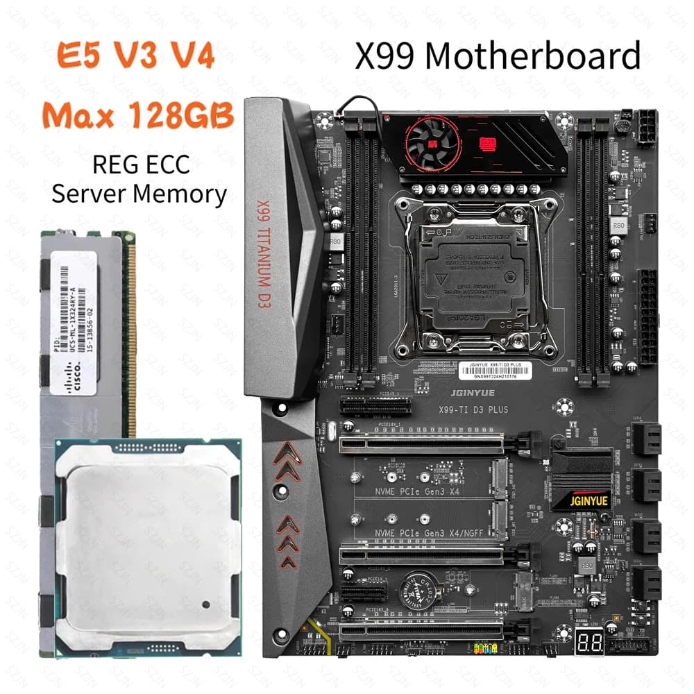 Xeon Moederbord CPU Set X99 Chip met E5 V3 V4 CPU LGA 2011-3 Processor DDR3 Max 256GB Geheugen REG ECC RAM Server Kit