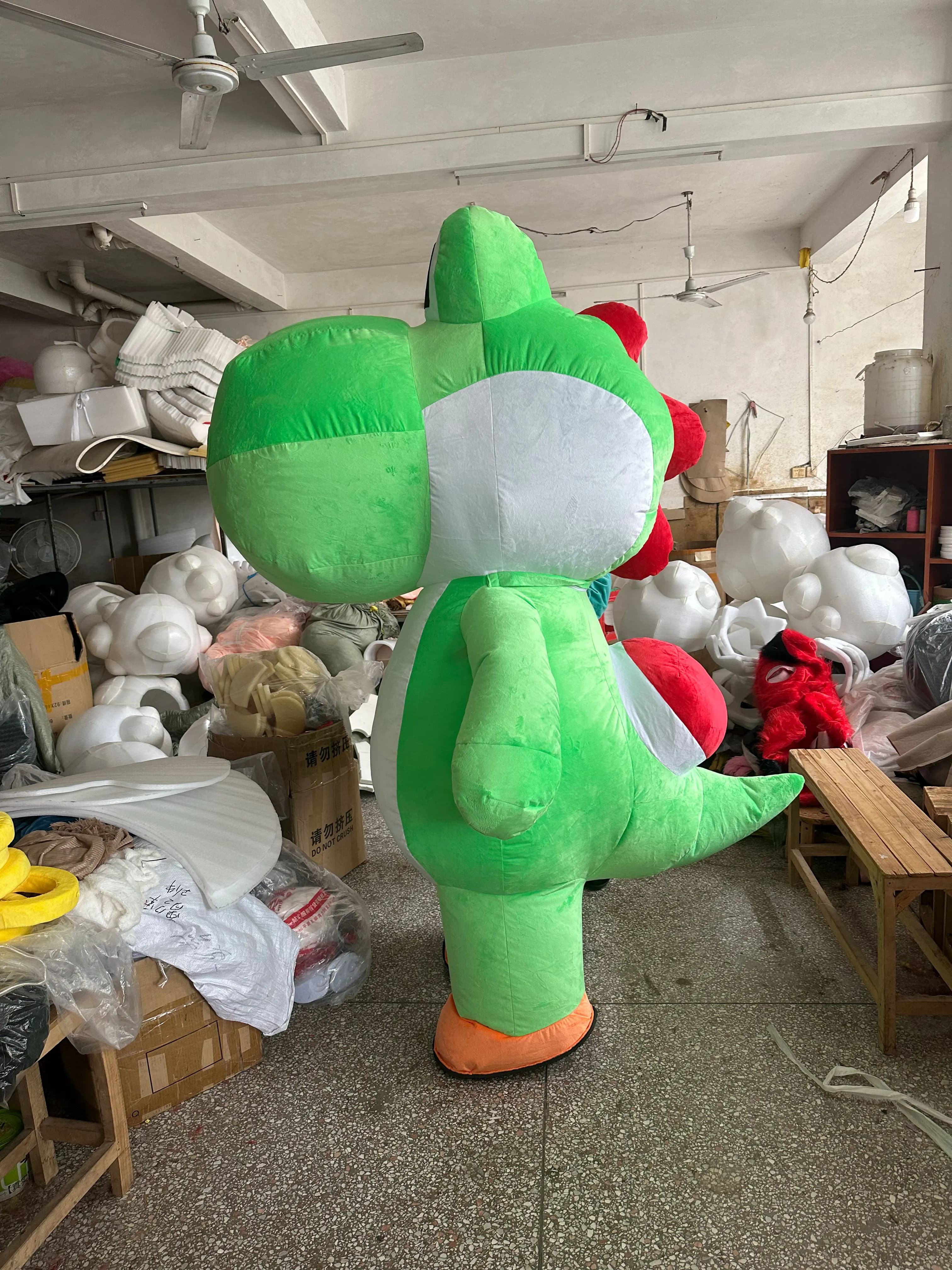 2m/2,6m opblaasbaar groen dinosaurus mascottekostuum looppop Kerstmis Halloween Carnaval Fancy Suit Geen batterij